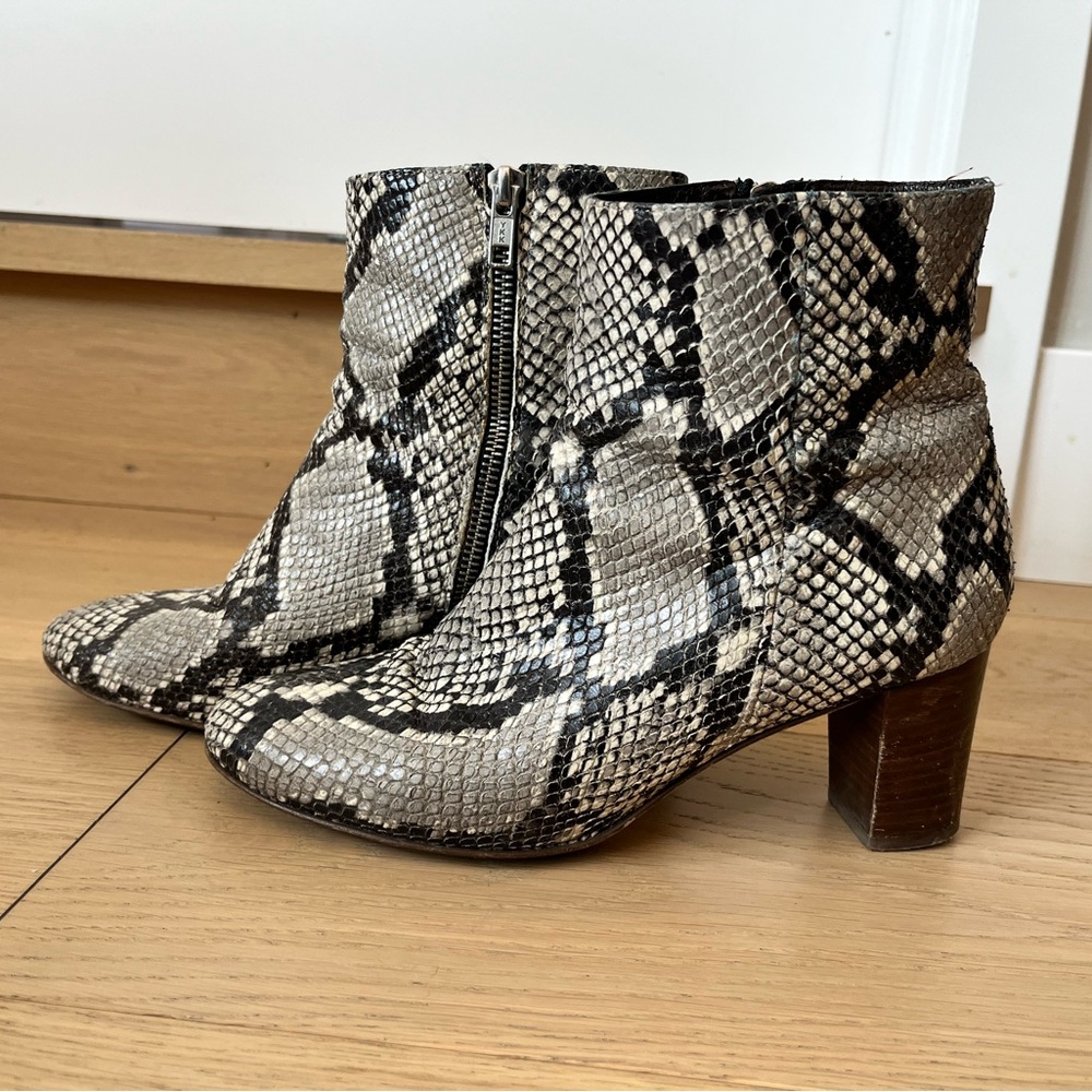 Python Snake-Embossed Leather Boots - Picture 2 of 8